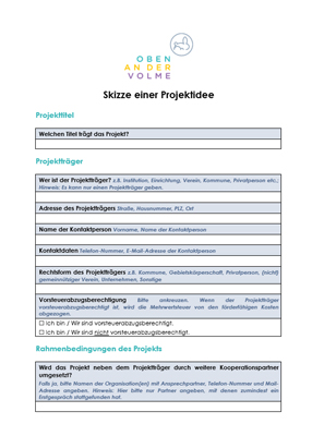 Projektskizze für dein Projekt in der Region Oben an der Volme